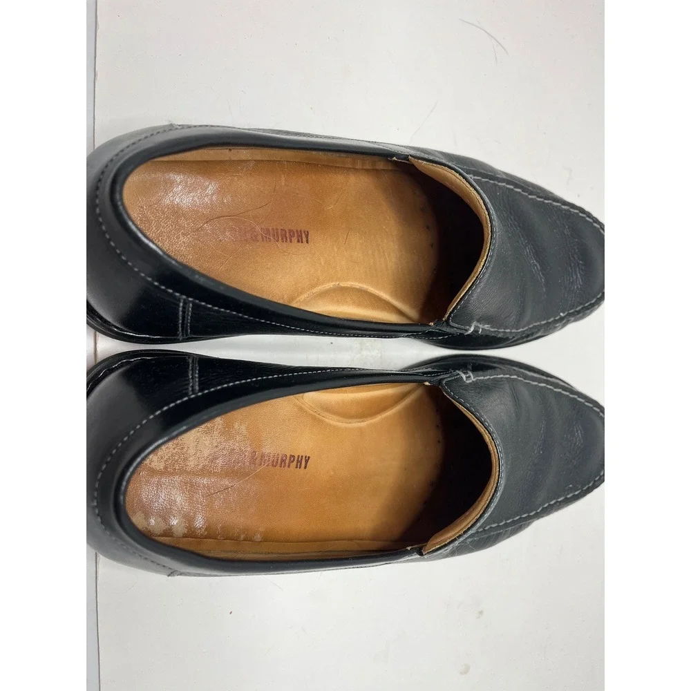 Johnston & Murphy Men Loafers 10.5M Black Pebbled Leather Moc Toe Slip On Preppy